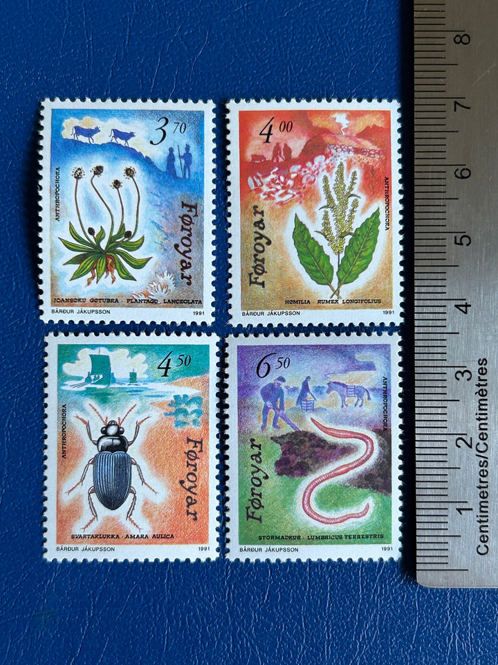 Faroe Islands- Original Vintage Postage Stamps- 1991 - Flora & Fauna - for the collector, artist or crafter