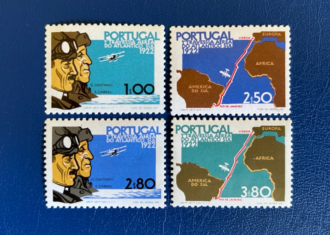 Portugal - Original Vintage Postage Stamps- 1972 - 60th Anniversary First Flight Lisbon to Rio de Janeiro