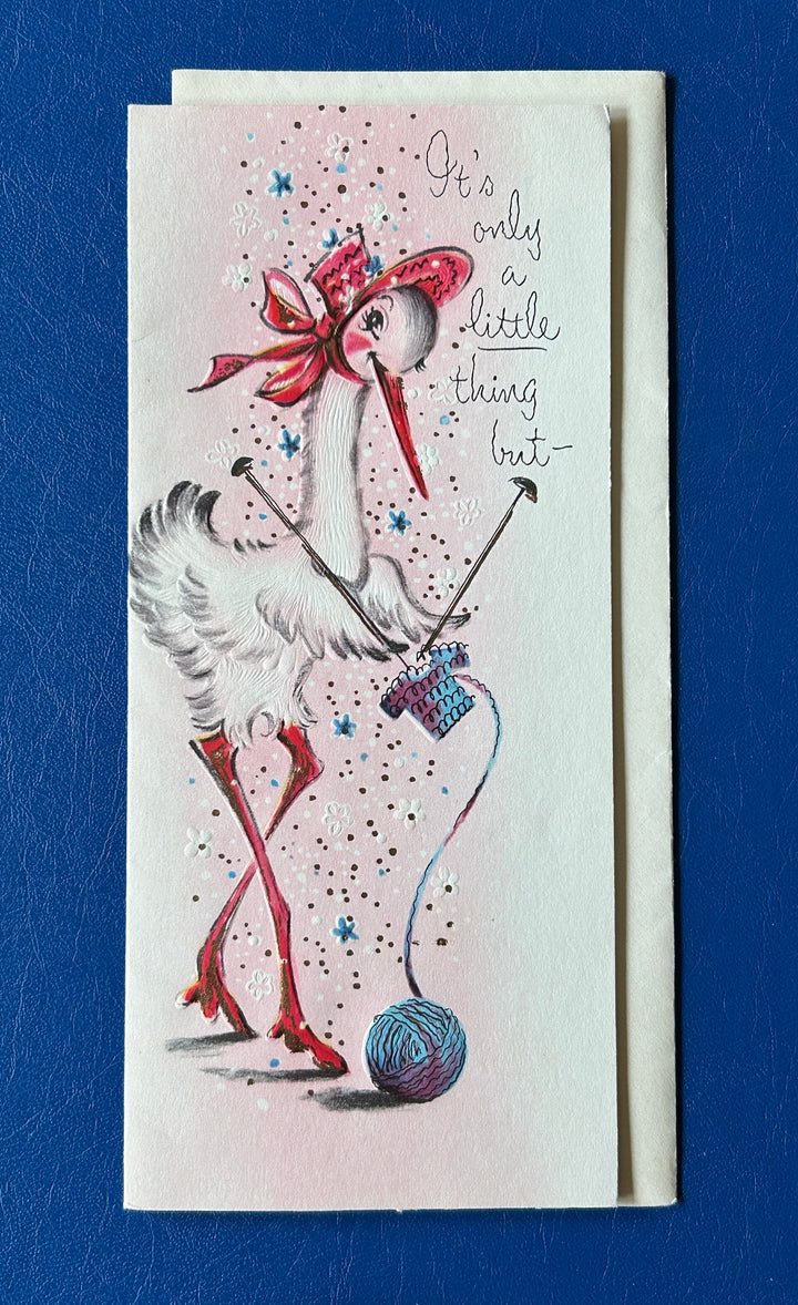 Vintage Baby Congratulations Card - New Old Stock - Unused with Envelope- stork unisex