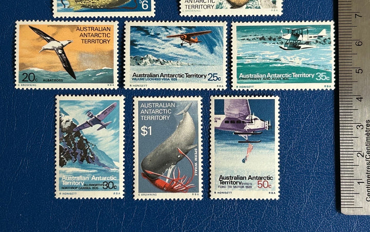 Australian Antarctic Territory - Original Vintage Postage Stamps - 1973 - Wildlife and Aircraft