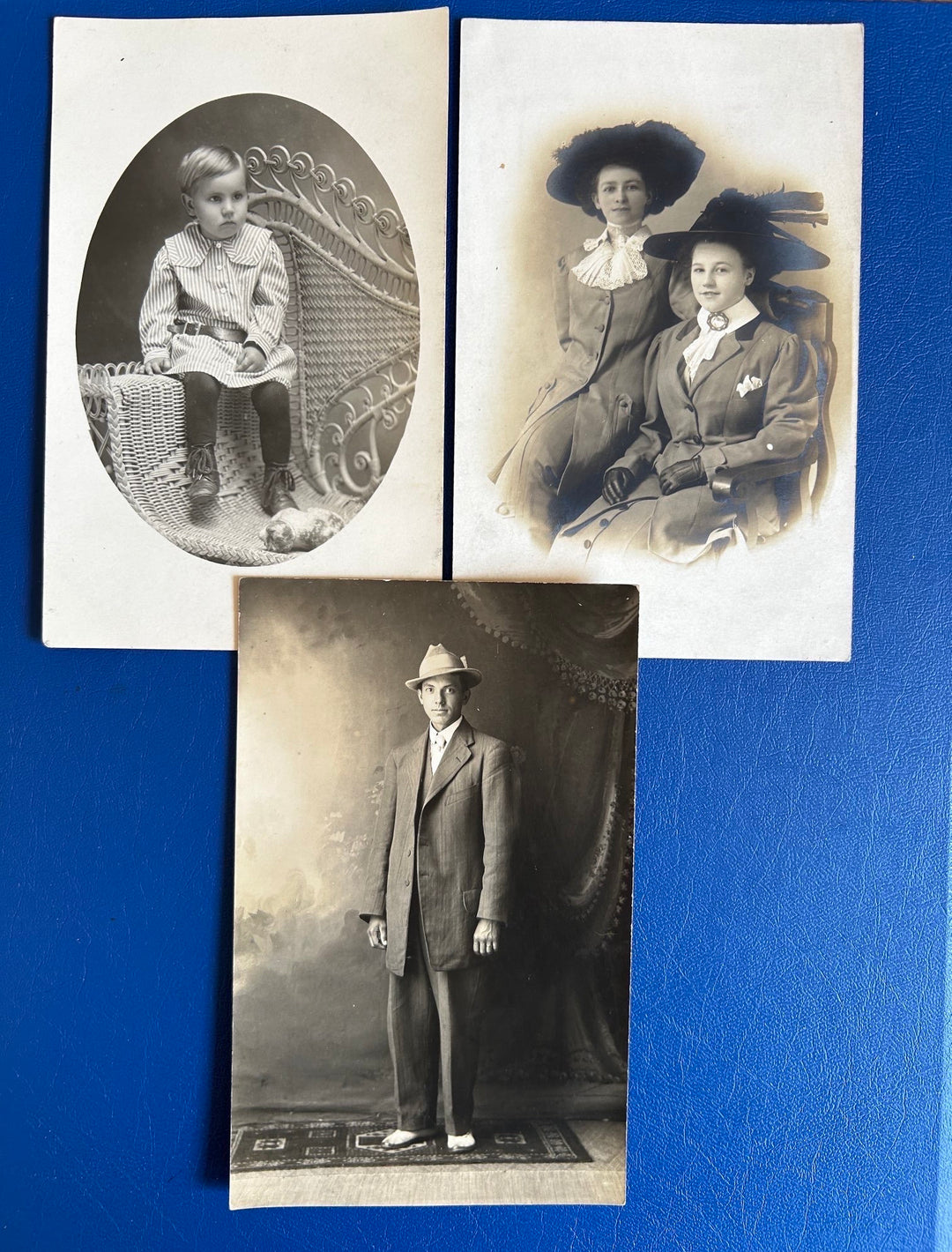 Antique Picture Postcard - Black and White Photo postcards - Early 1900s - Men, women, Child - scrapbooks, journals, crafting