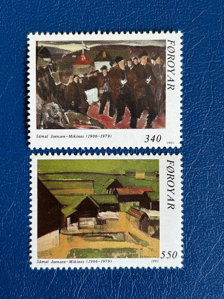 Faroe Islands- Original Vintage Postage Stamps- 1991 - Faroe Art - for the collector, artist or crafter