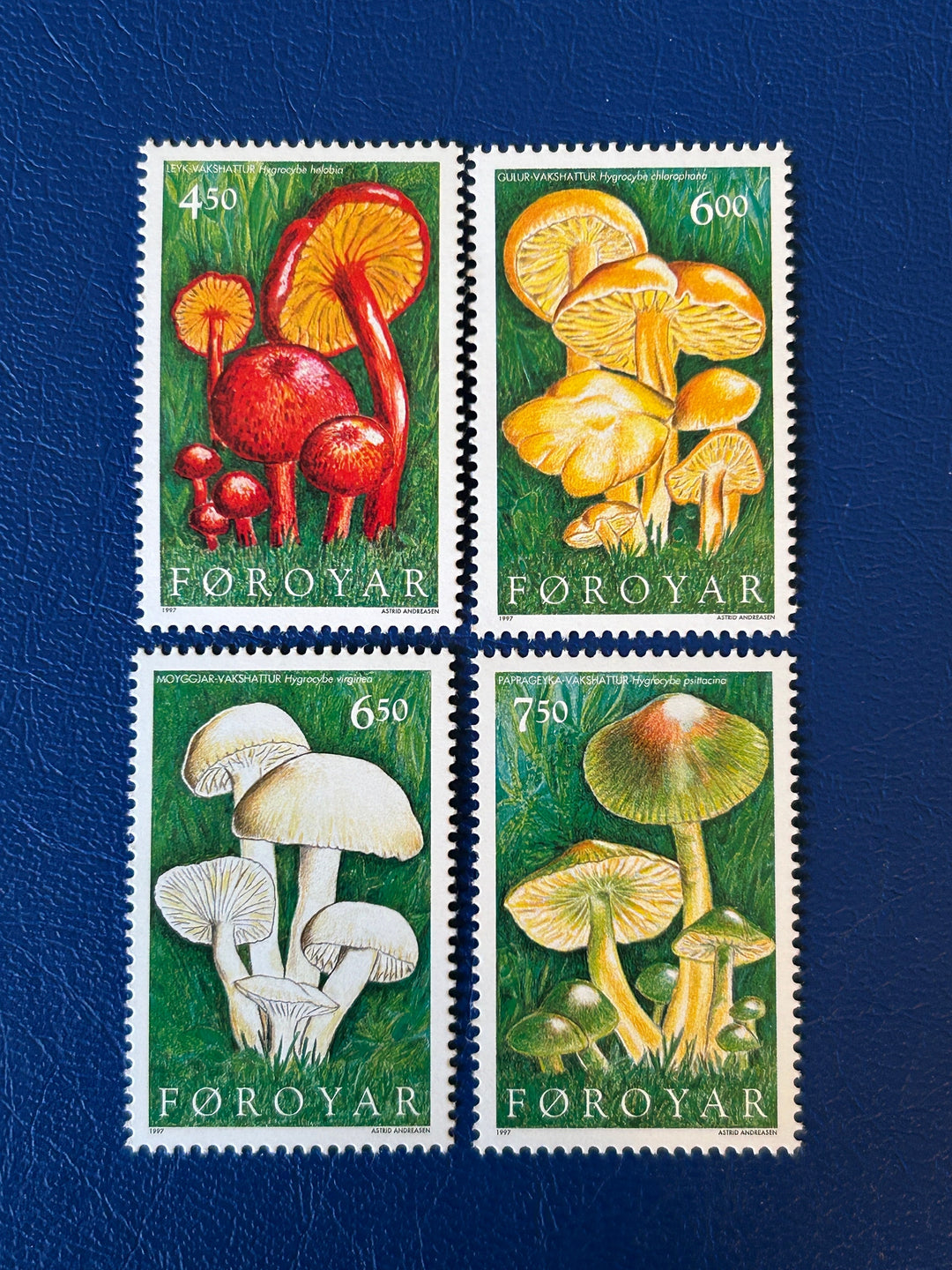 Faroe Islands- Original Vintage Postage Stamps- 1997 - Mushrooms - for the collector, artist or crafter