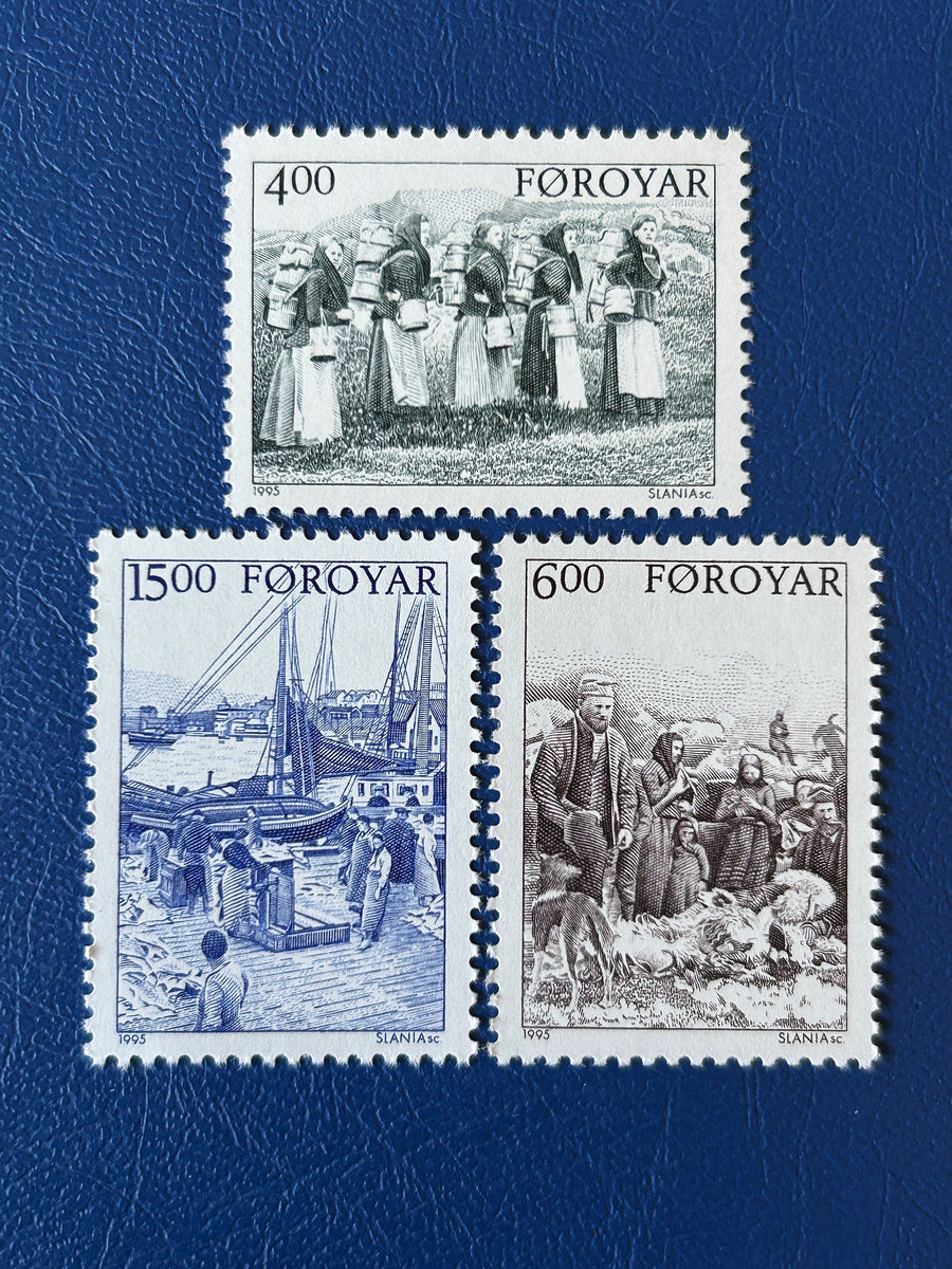 Faroe Islands- Original Vintage Postage Stamps- 1995 - Rural Life Around 1900 - for the collector, artist or crafter