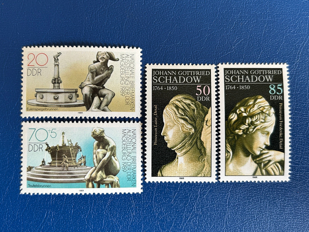 Germany (DDR) - Original Vintage Postage Stamps- 1989 Sculptures: Stamp Ex Magdeburg; JG Schadow - for the collector, artist or crafter