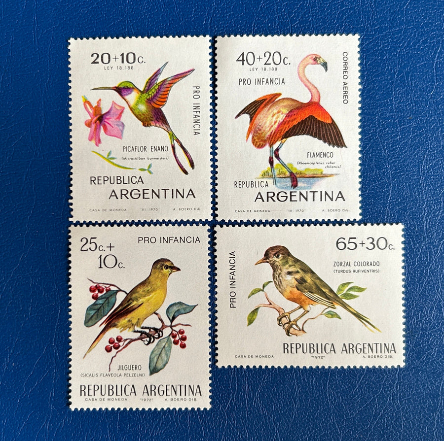 Argentina - Original Vintage Postage Stamps- 1970-72 - Pro Infancia: Birds - for the collector, artist or crafter