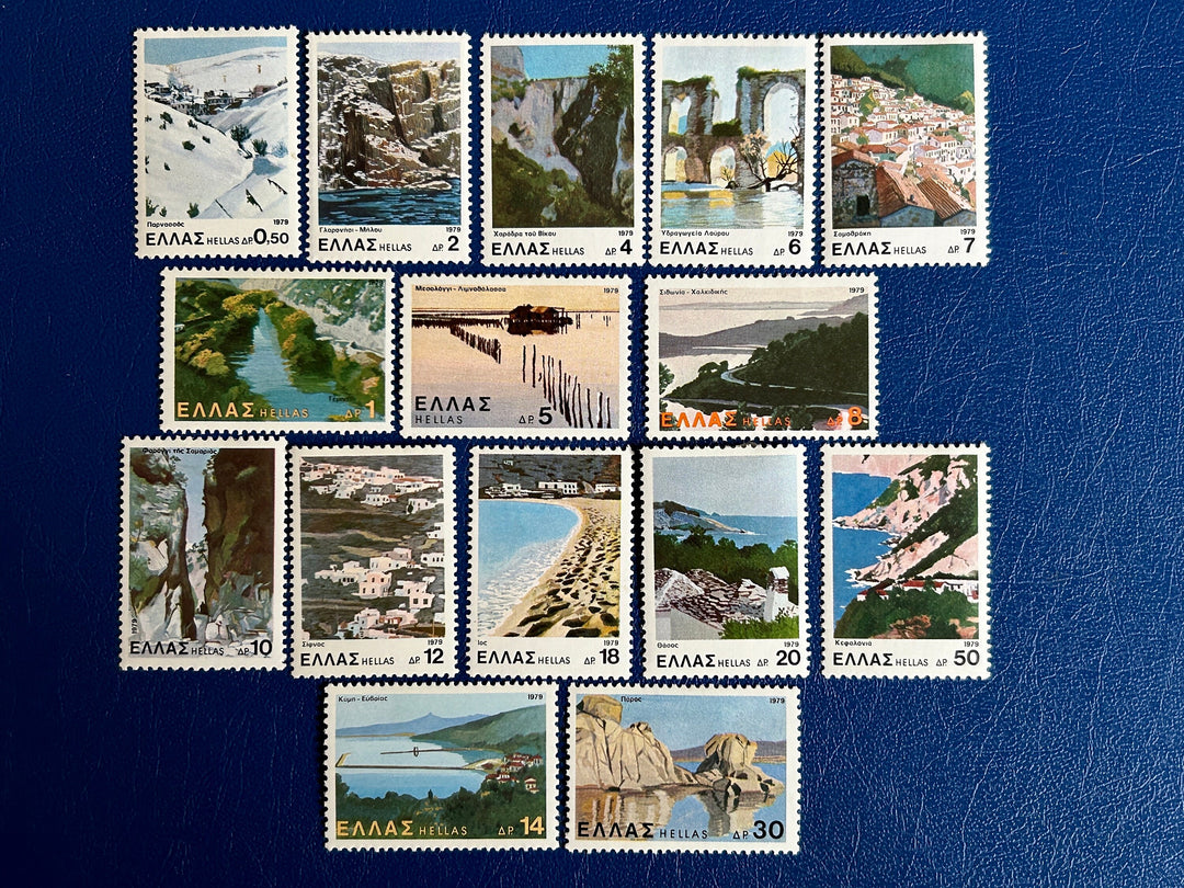 Greece - Original Vintage Postage Stamps- 1979 - Greek Landscapes - for the collector, artist or collector