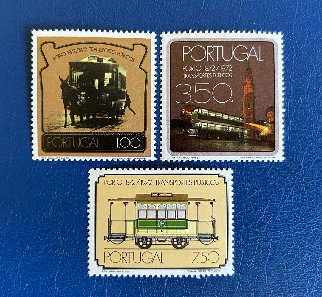 Portugal - Original Vintage Postage Stamps- 1973 - Centenary Oporto’s Public Transport - for the collector, artist or crafter