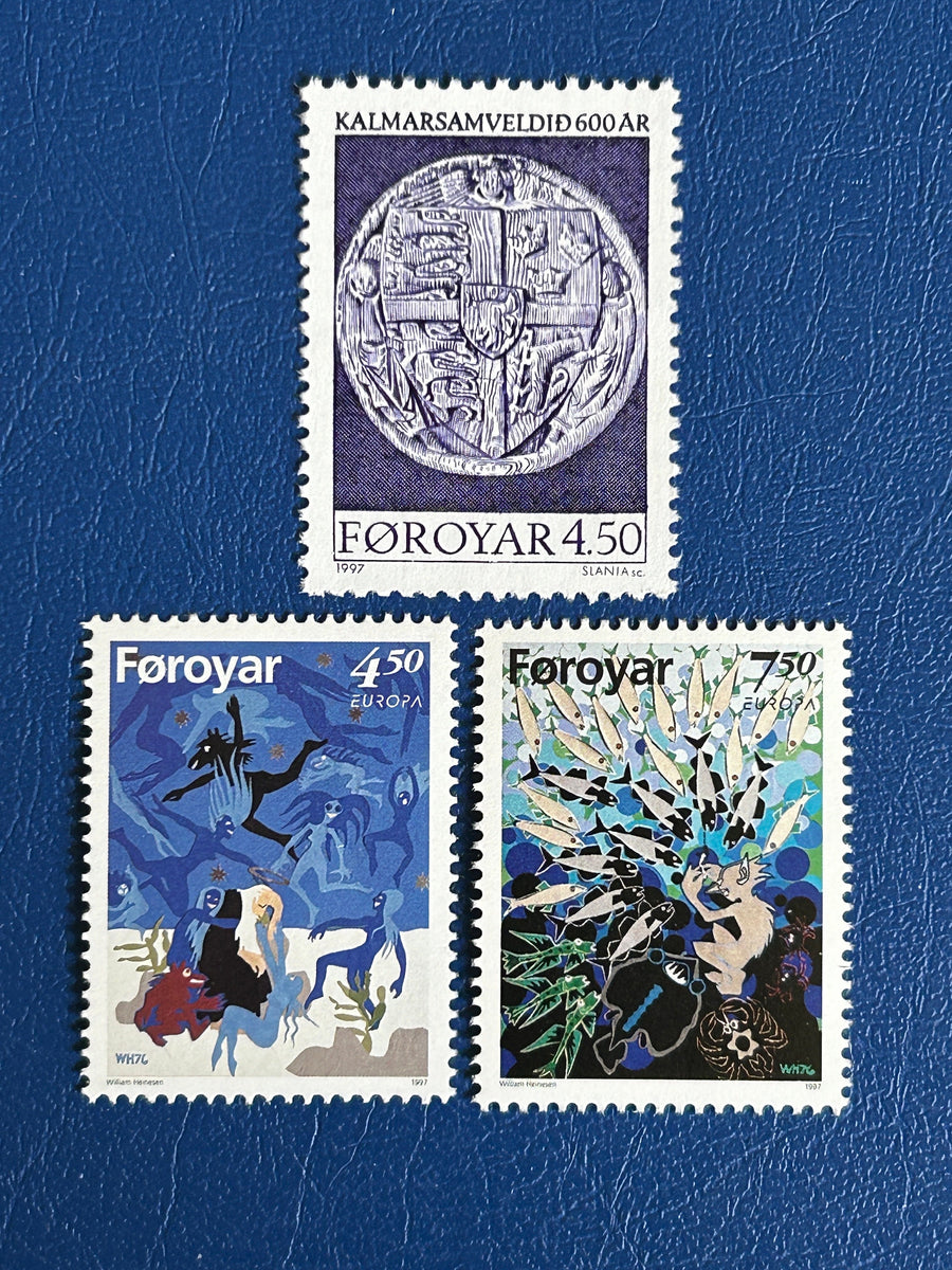 Faroe Islands- Original Vintage Postage Stamps- 1997 - Sagas & Legends/ Union Kalmar - for the collector, artist or crafter