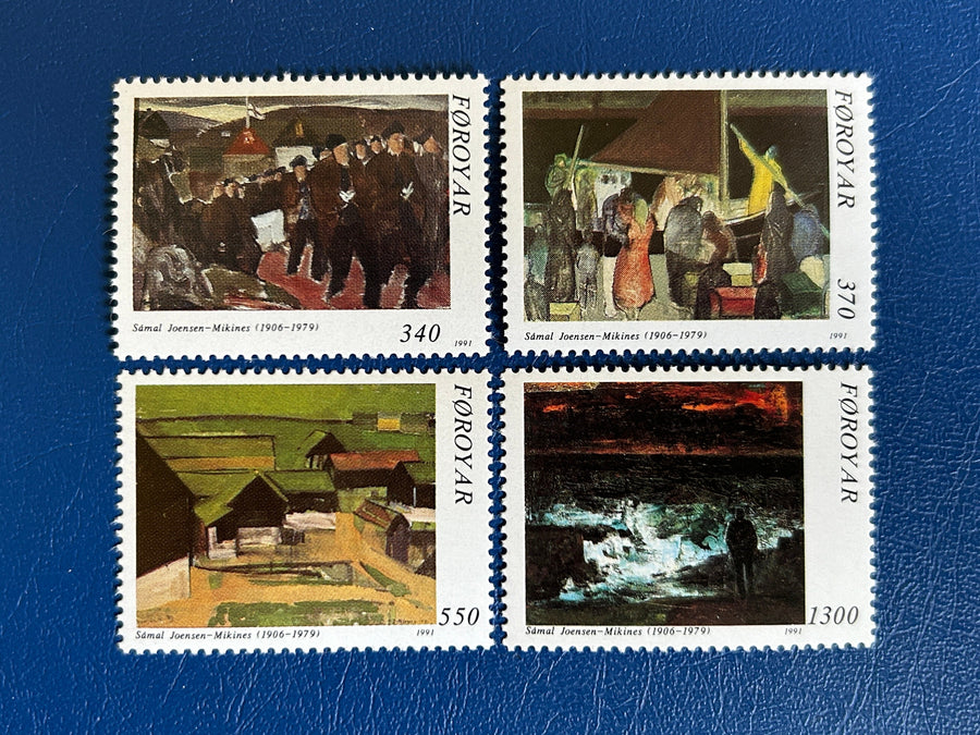 Faroe Islands- Original Vintage Postage Stamps- 1991 - Faroe Art - for the collector, artist or crafter