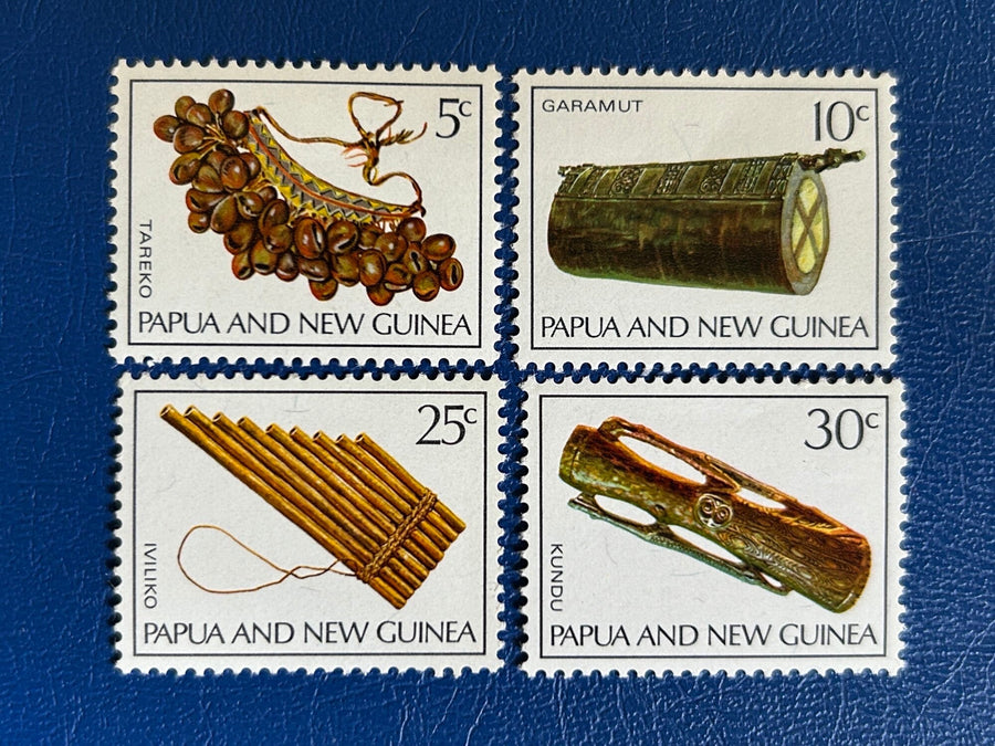 Papua New Guinea - Original Vintage Postage Stamps - 1969 - Musical Instruments - for the collector, artist or crafter