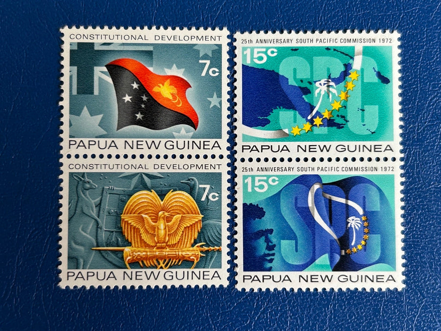 Papua New Guinea - Original Vintage Postage Stamps - 1972 Constitutional Development & South Pacific Commission