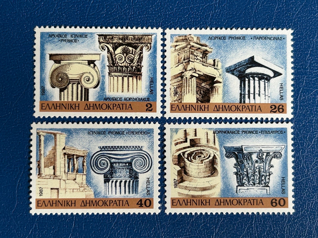 Greece - Original Vintage Postage Stamps- 1987 - Classical Architecture Capitals - for the collector, artist or collector