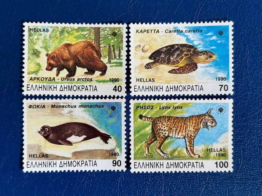 Greece - Original Vintage Postage Stamps- 1990 - Greek Fauna - for the collector, artist or collector