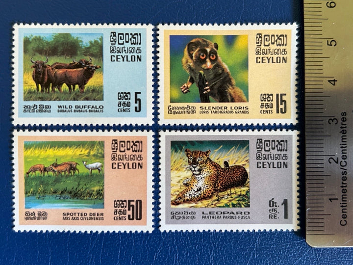 Ceylon - Original Vintage Postage Stamps- 1970 - Wild Animals - for the collector, artist or collector - scrapbooks, decoupage