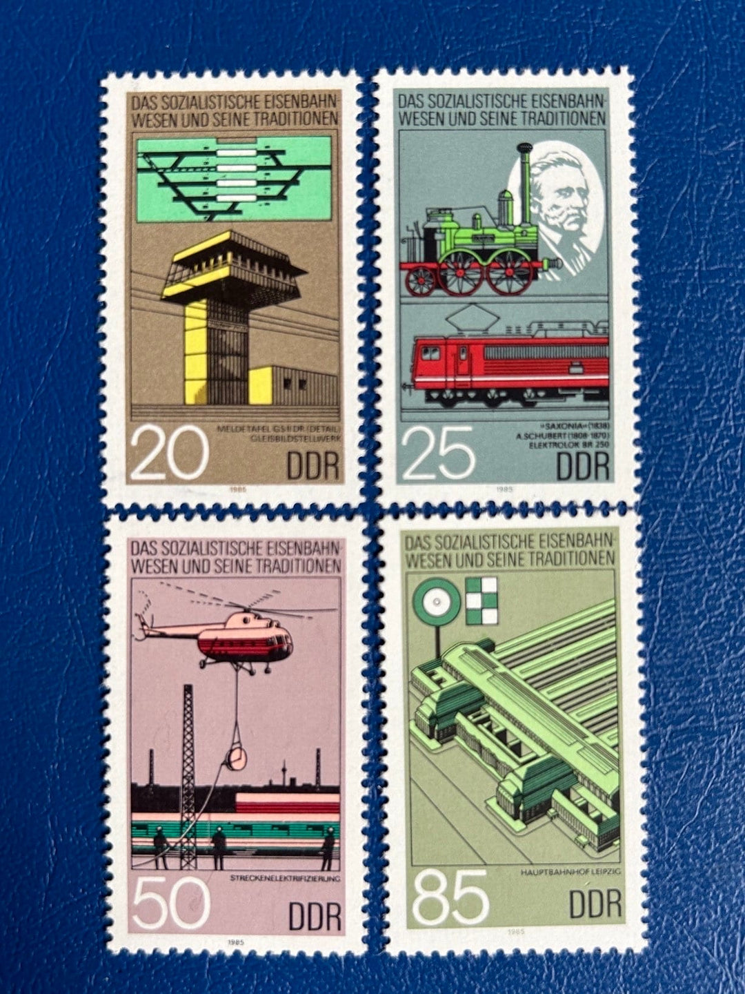 Germany (DDR) - Original Vintage Postage Stamps- 1985 Railway System - for the collector, artist or crafter