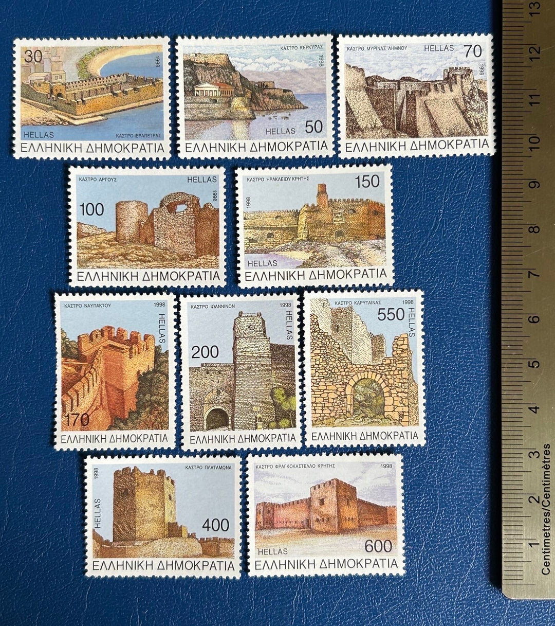 Greece - Original Vintage Postage Stamps- 1998 - Greek Castles - for the collector, artist or crafter