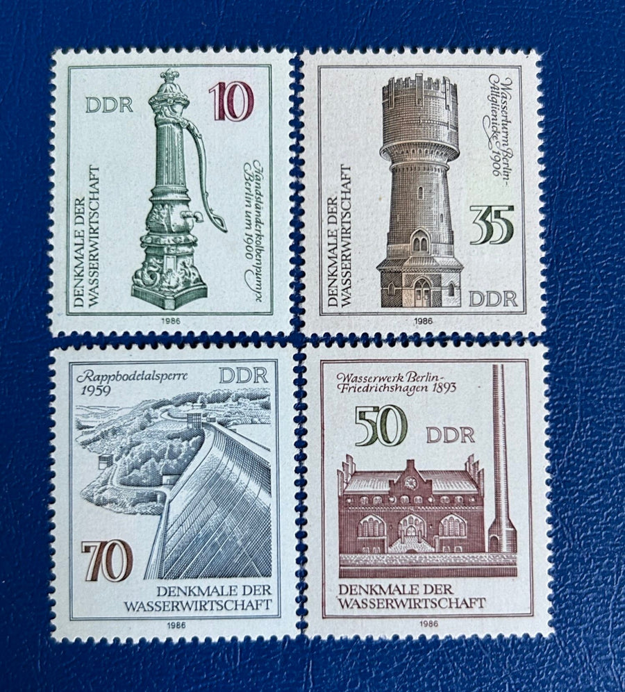 Germany (DDR) - Original Vintage Postage Stamps - 1986 - Monuments of Water - for the collector, artist or crafter