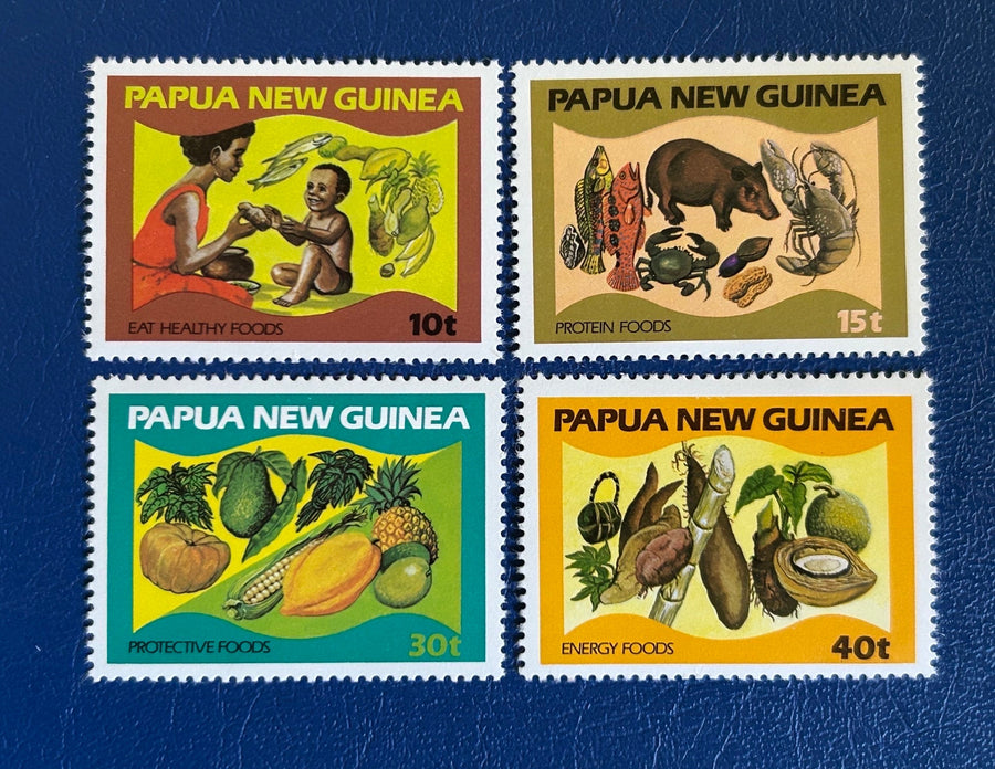 Papua New Guinea - Original Vintage Postage Stamps - 1982 - Food & Nutrition - for the collector, artist or crafter