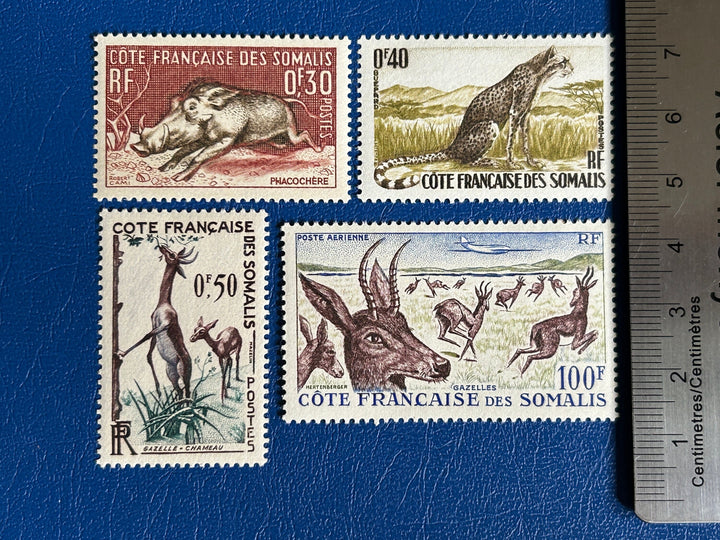 French Somali Coast - Original Vintage Postage Stamps- 1958 - Fauna/ Airmail - for the collector, artist or crafter