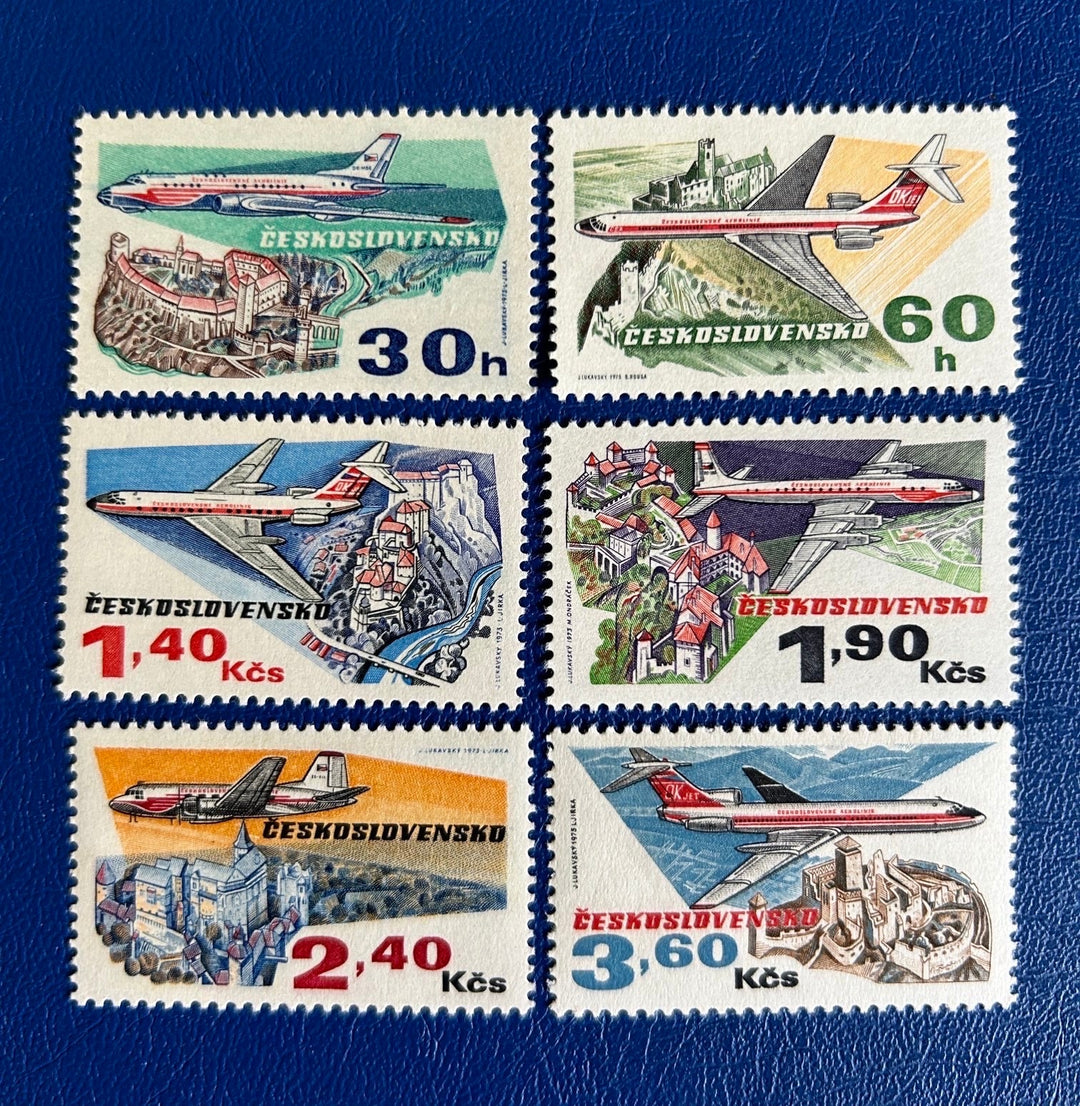 Czechoslovakia - Original Vintage Postage Stamps - 1974 - Czechoslovakian Airlines 50th Anniversary - for the collector, artist or crafter