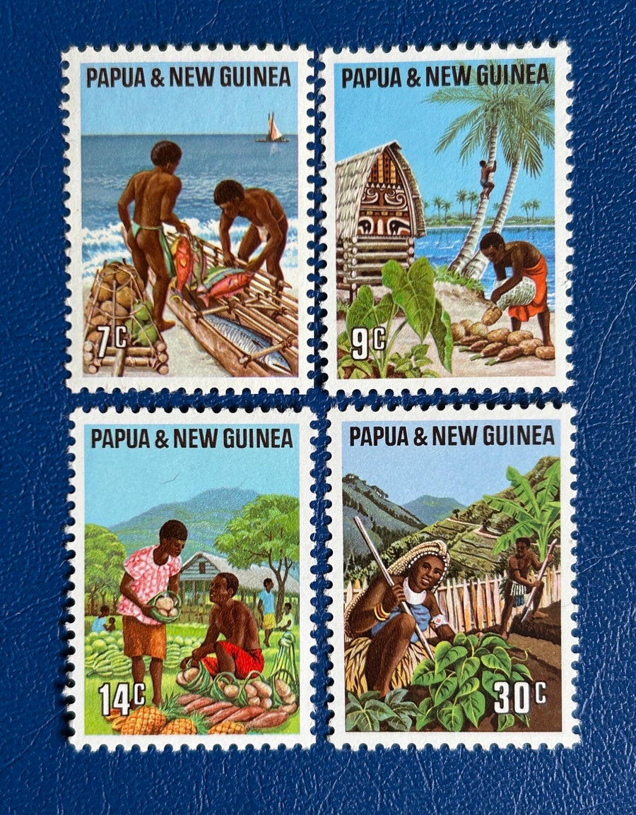 Papua New Guinea - Original Vintage Postage Stamps - 1971 - Primary Industry - for the collector, artist or crafter