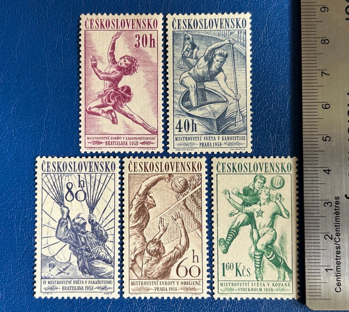 Czechoslovakia - Original Vintage Postage Stamps - 1958 - Sports - for the collector, artist or crafter