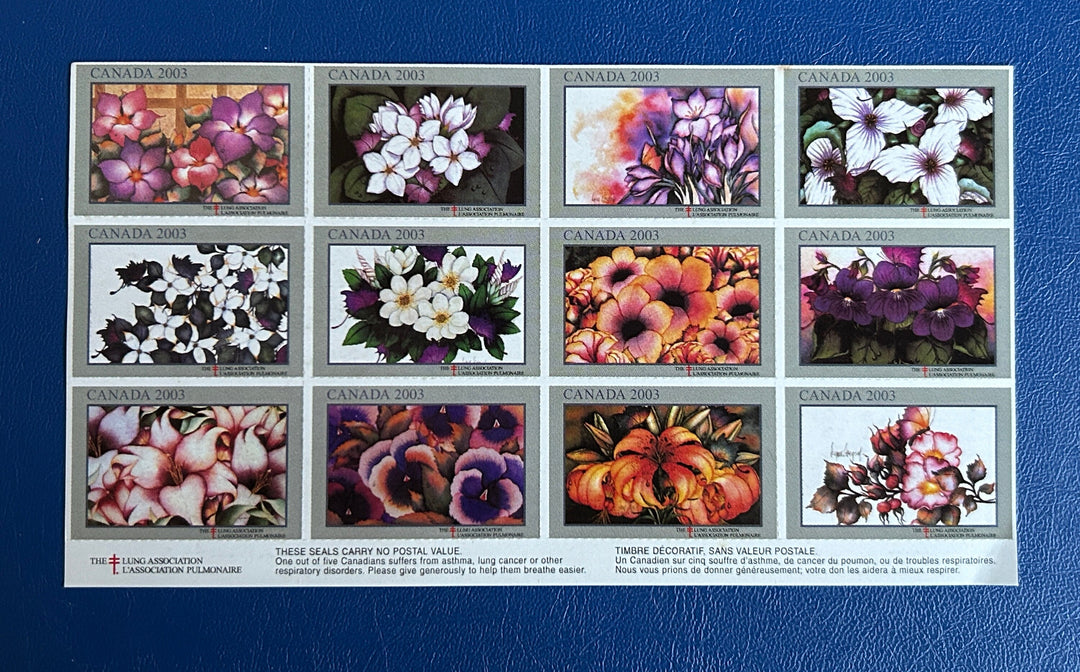 Canada - Postal Seals, Stickers (Lung Association) Flowers- 2003 - for the collector, artist or crafter