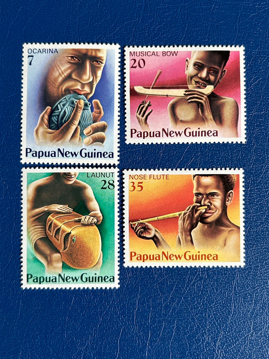 Papua New Guinea - Original Vintage Postage Stamps - 1979 - Musical Instruments - for the collector, artist or crafter