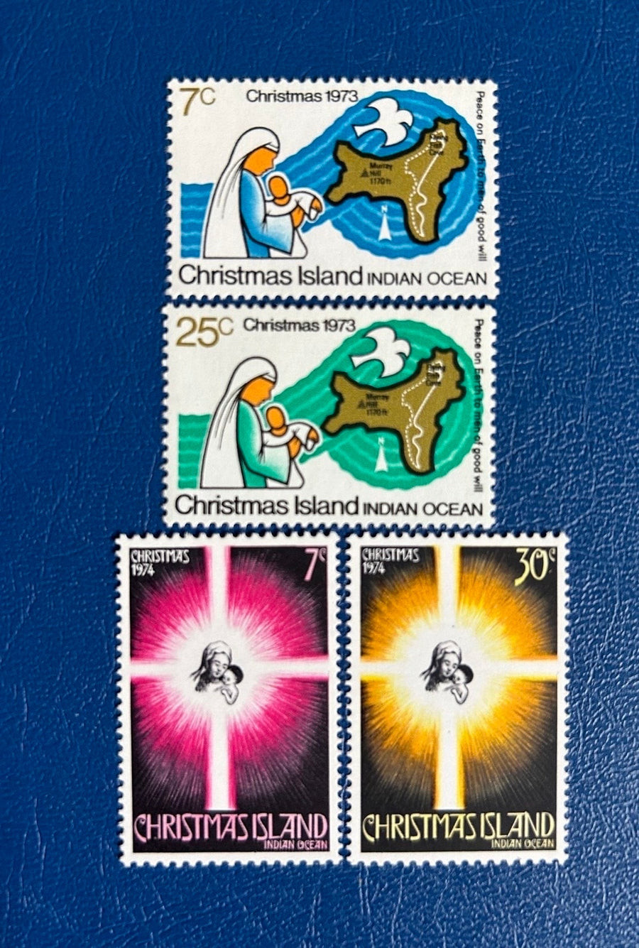 Christmas Island - Original Vintage Postage Stamps - 1973/74 - Christmas - for the collector, artist or crafter