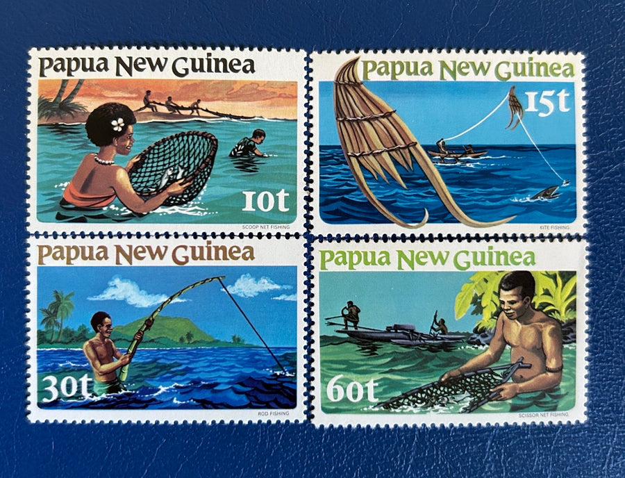 Papua New Guinea - Original Vintage Postage Stamps - 1981 - Traditional Fishing Methods - for the collector, artist or crafter