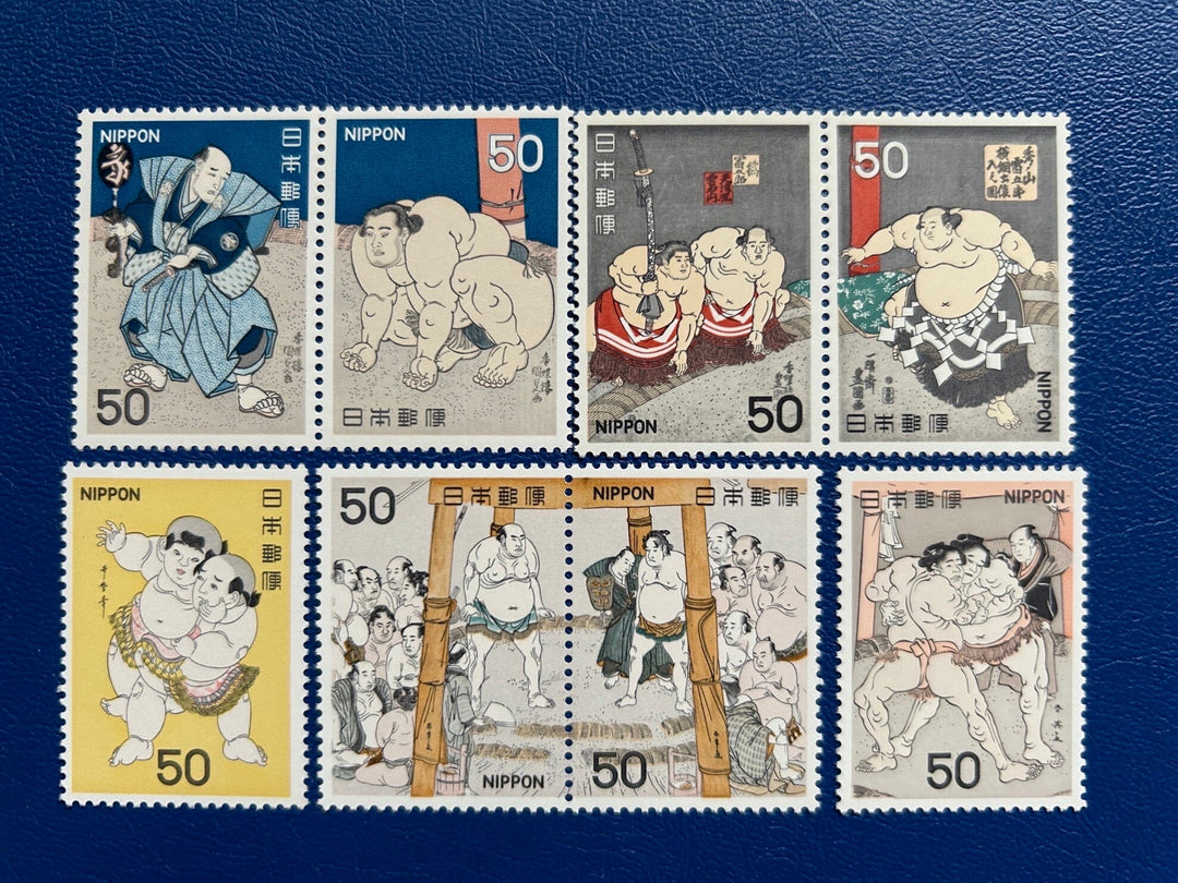 Japan - Original Vintage Postage Stamps- 1978 - Sumo Wrestlers - for the collector, artist or crafter