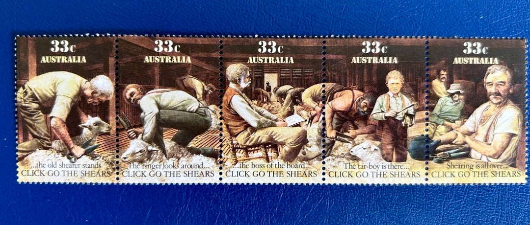 Australia - Original Vintage Postage Stamps - 1986 - Australian Folklore: Click go the Shears - for the collector, artist or crafter