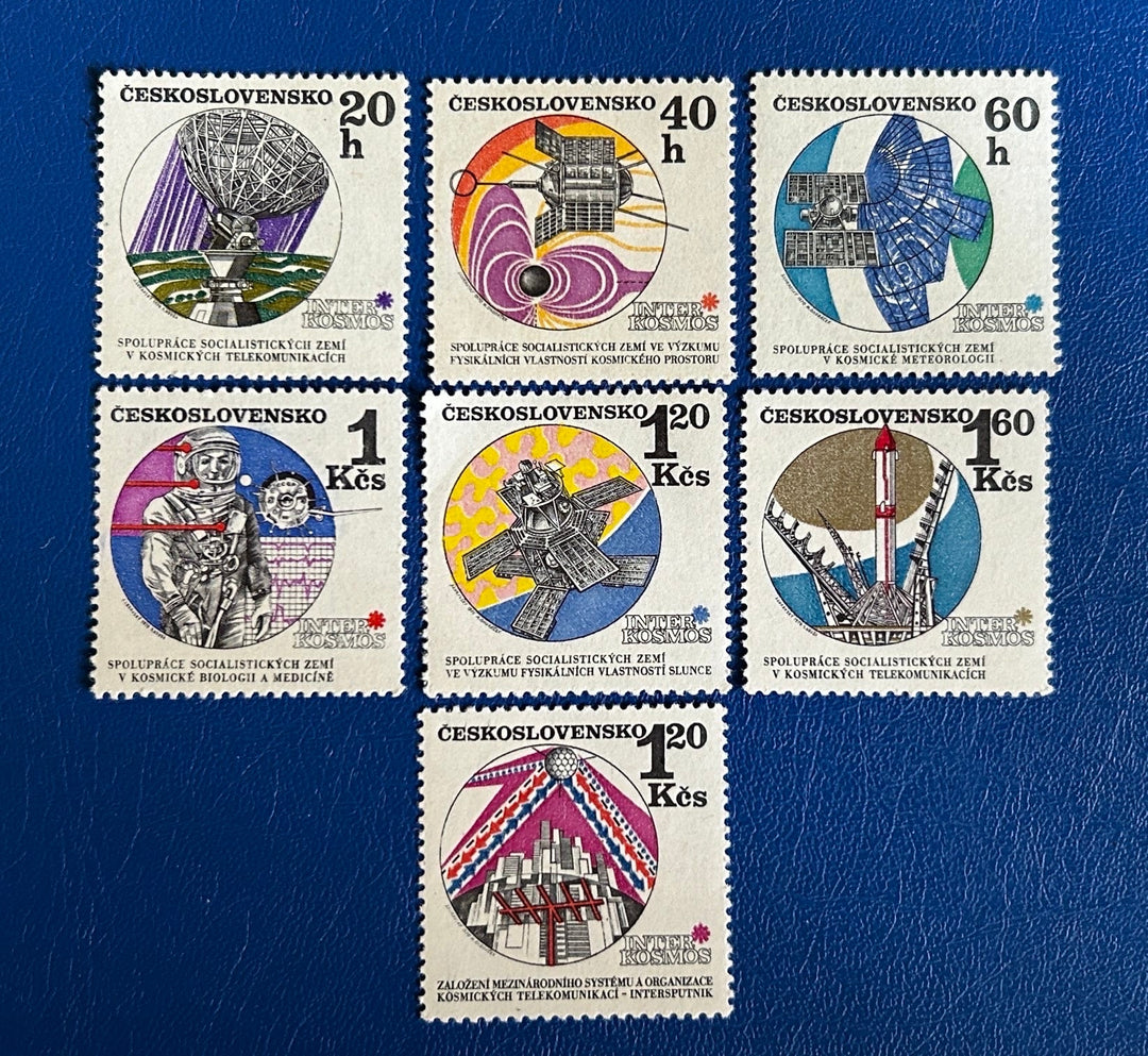 Czechoslovakia - Original Vintage Postage Stamps - 1970-71 - Intercosmos - for the collector, artist or crafter