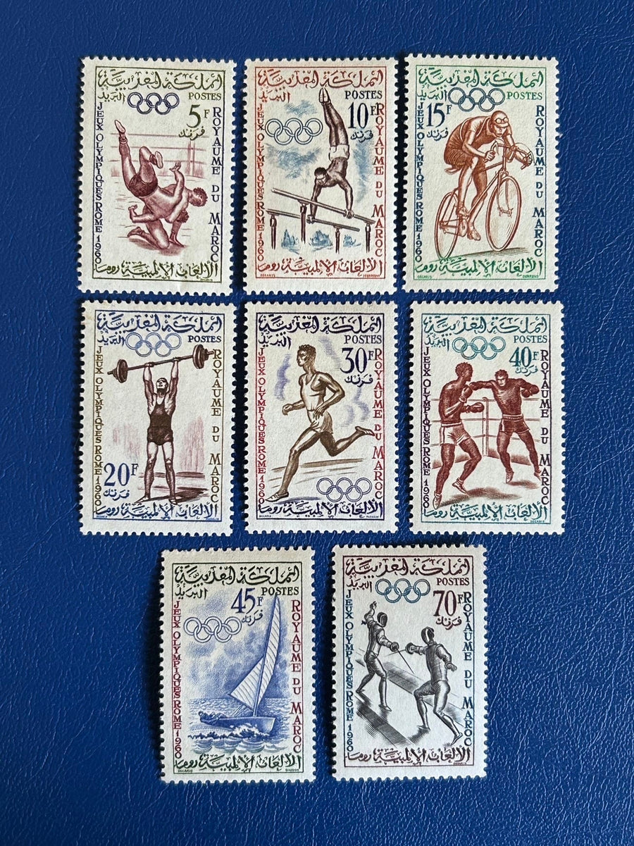 Morocco - Original Vintage Postage Stamps- 1960 - Rome Olympics - for the collector, artist or crafter