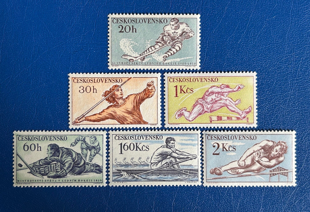 Czechoslovakia - Original Vintage Postage Stamps - 1959 - Sports - for the collector, artist or crafter