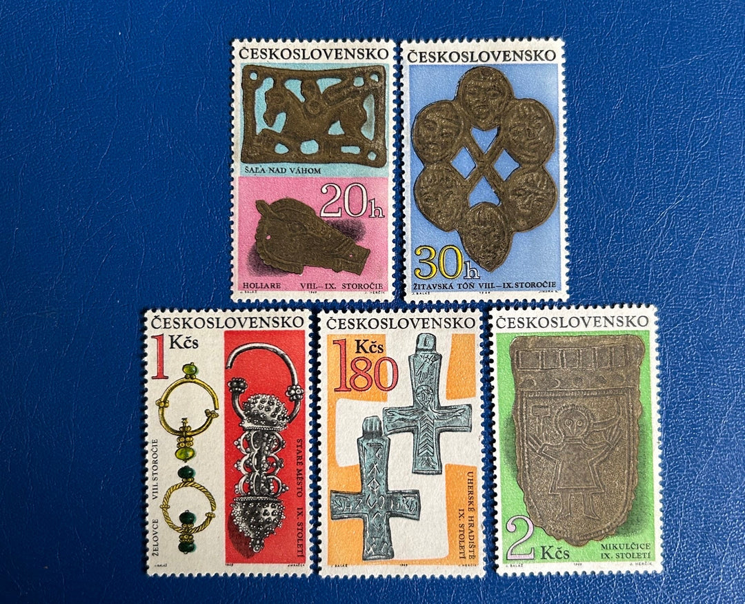 Czechoslovakia - Original Vintage Postage Stamps - 1969 - Archeological Discoveries: Moravia & Slovakia