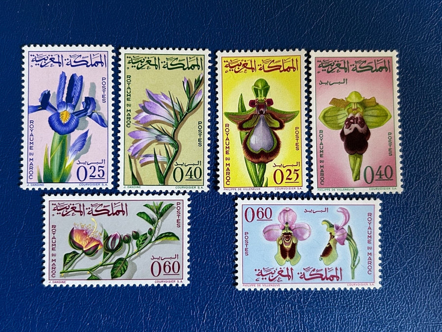 Morocco - Original Vintage Postage Stamps- 1965 - Flowers & Orchids - for the collector, artist or crafter