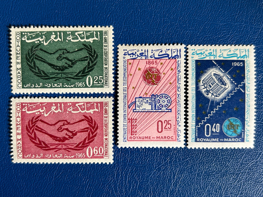 Morocco - Original Vintage Postage Stamps- 1965 - Telecommunications & International Cooperation - for the collector, artist or crafter