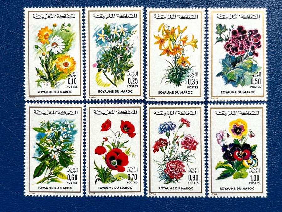 Morocco - Original Vintage Postage Stamps- 1975 - Flowers - for the collector, artist or crafter