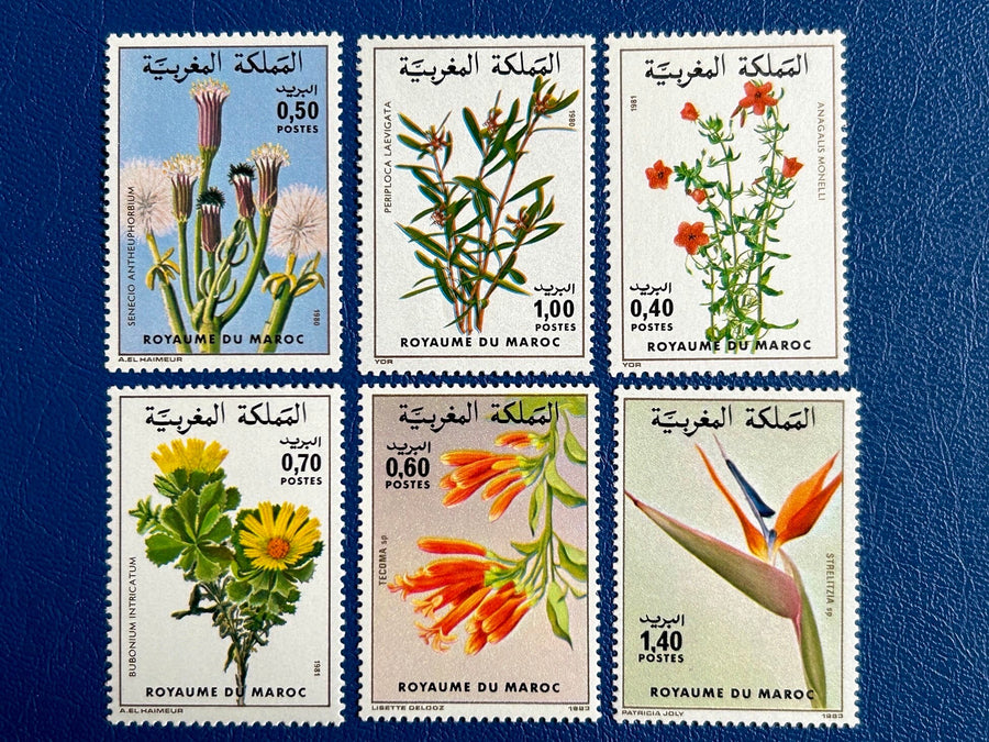 Morocco - Original Vintage Postage Stamps- 1980-83- Flowers - for the collector, artist or crafter