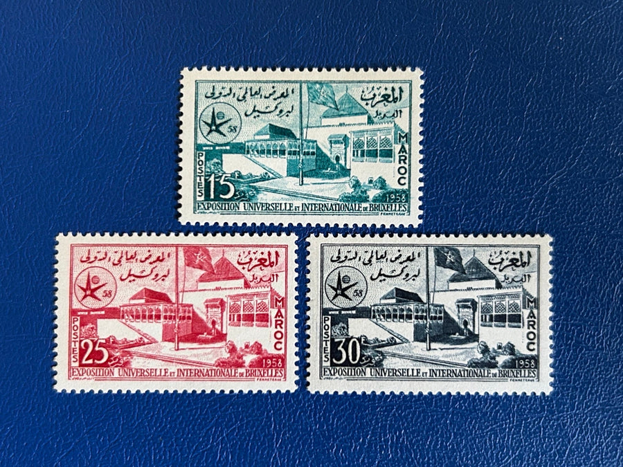 Morocco - Original Vintage Postage Stamps- 1958 - Brussels Expo - for the collector, artist or crafter