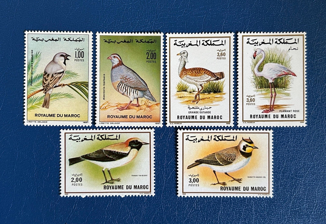 Morocco - Original Vintage Postage Stamps- 1987-89 - Birds -for the collector, artist or crafter
