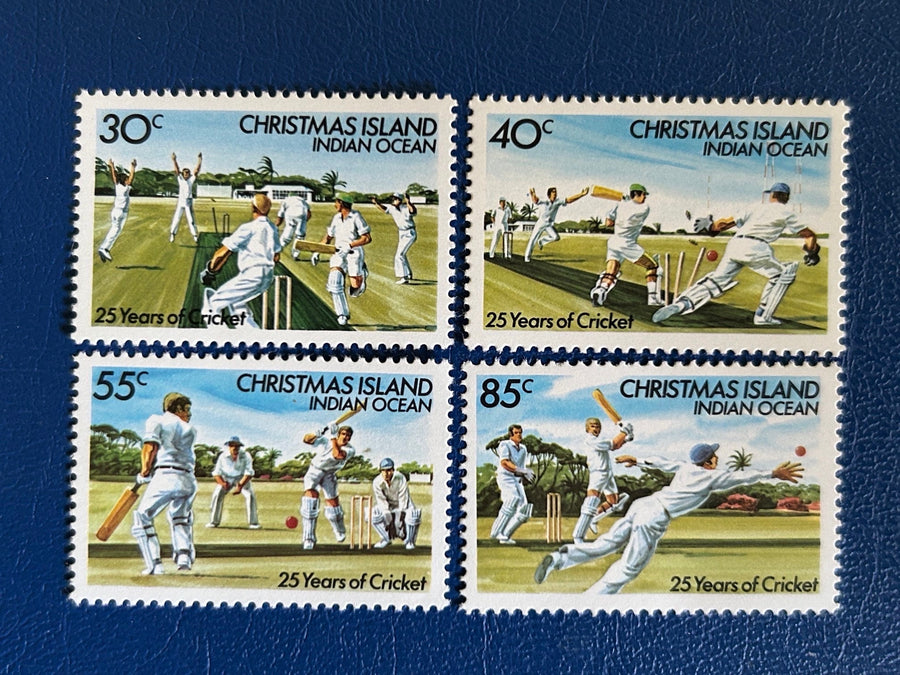 Christmas Island - Original Vintage Postage Stamps - 1984 - 25th Anniversary Cricket - for the collector, artist or crafter