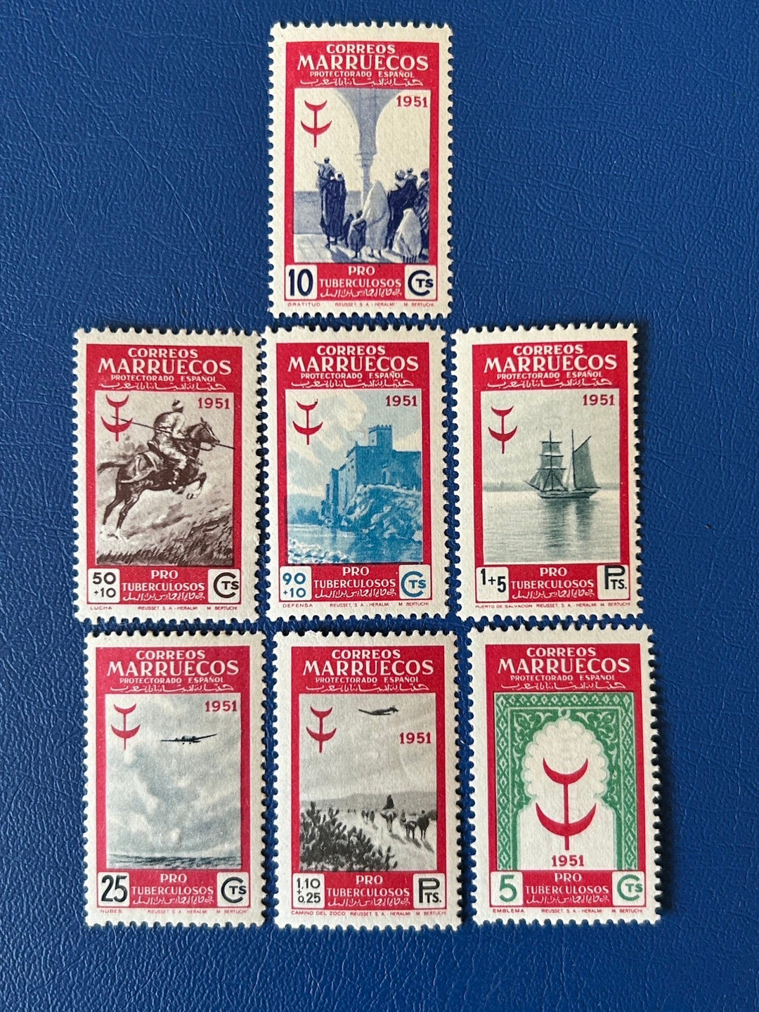 Sp. Morocco - Original Vintage Postage Stamps- 1951 - Anti - Tuberculosis - for the collector or crafter