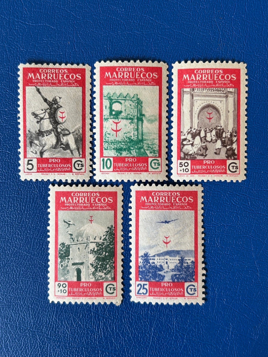 Sp. Morocco - Original Vintage Postage Stamps- 1950 - Anti - Tuberculosis - for the collector or crafter