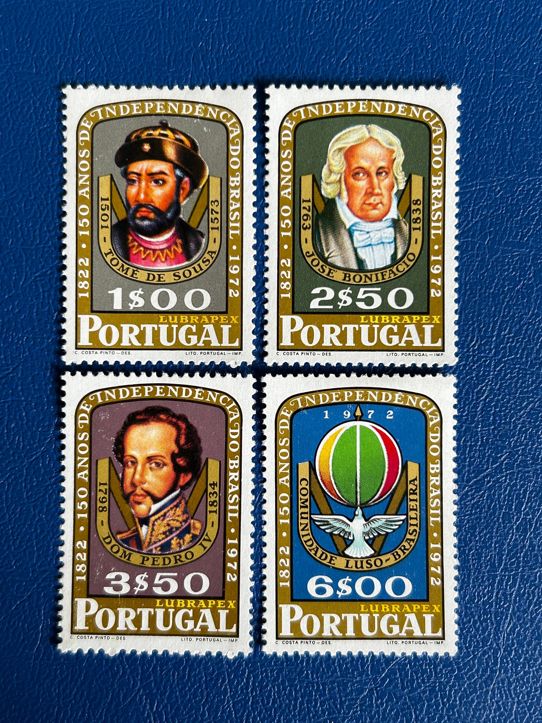 Portugal - Original Vintage Postage Stamps- 1972 - 150th Anniversary Independence of Brazil - for the collector, artist or crafter