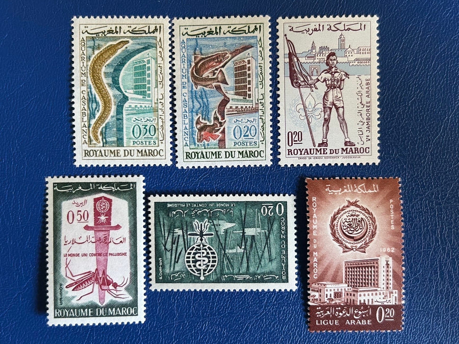 Morocco - Original Vintage Postage Stamps- 1962 - Casablanca, Aquarium, Arab League, Jamboree - for the collector, artist or crafter