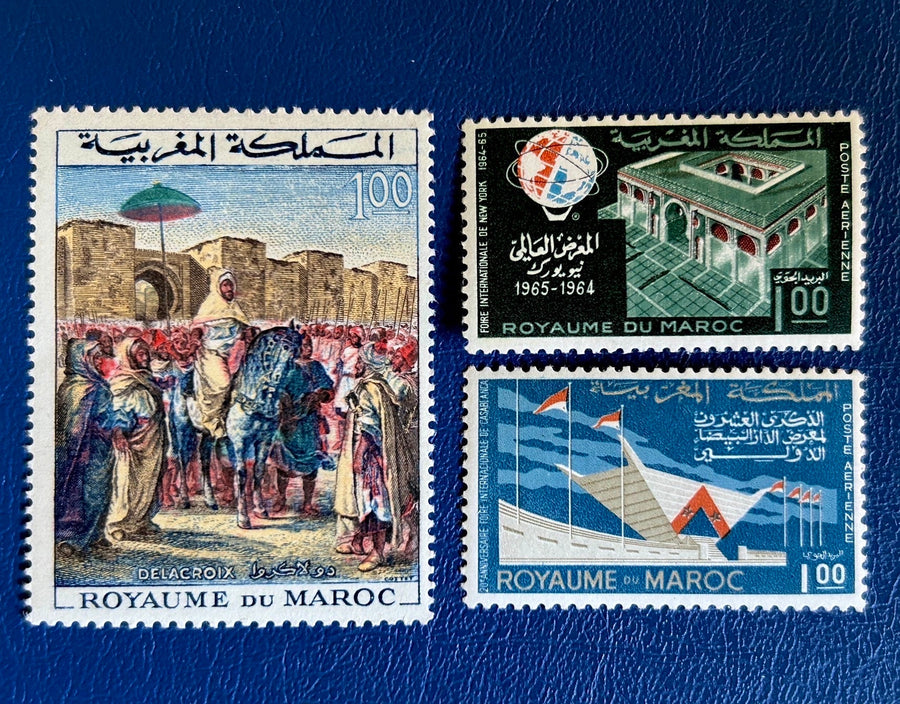 Morocco - Original Vintage Postage Stamps- 1964 - Moulay Adderman, NY Expo, International Fair Casablanca