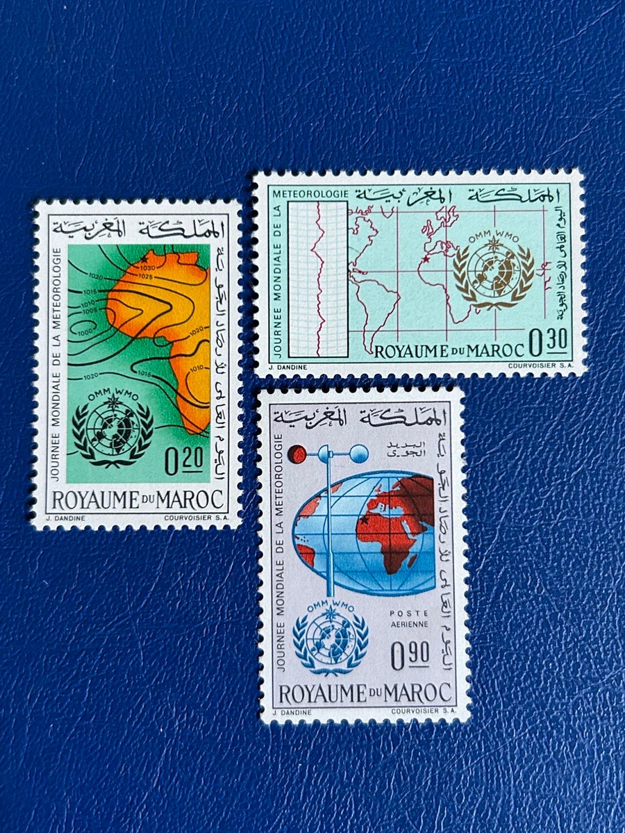 Morocco - Original Vintage Postage Stamps- 1964 - World Metereology Day- for the collector, artist or crafter